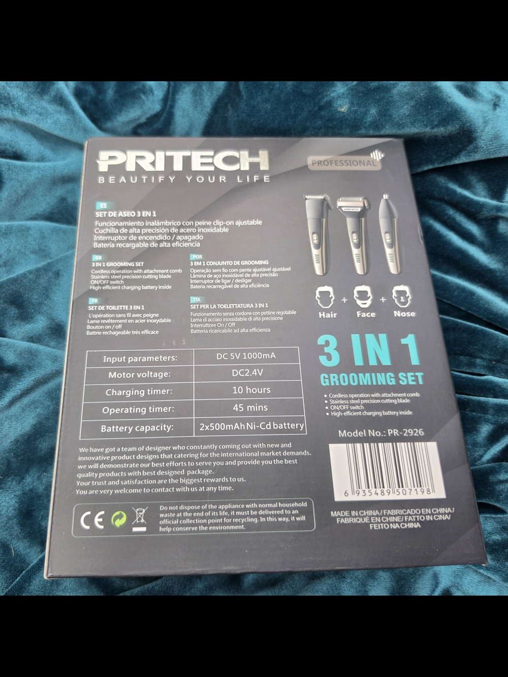 Pritech 3-in-1 Men’s Grooming Set — Silver & Black - Picture 2 of 2
